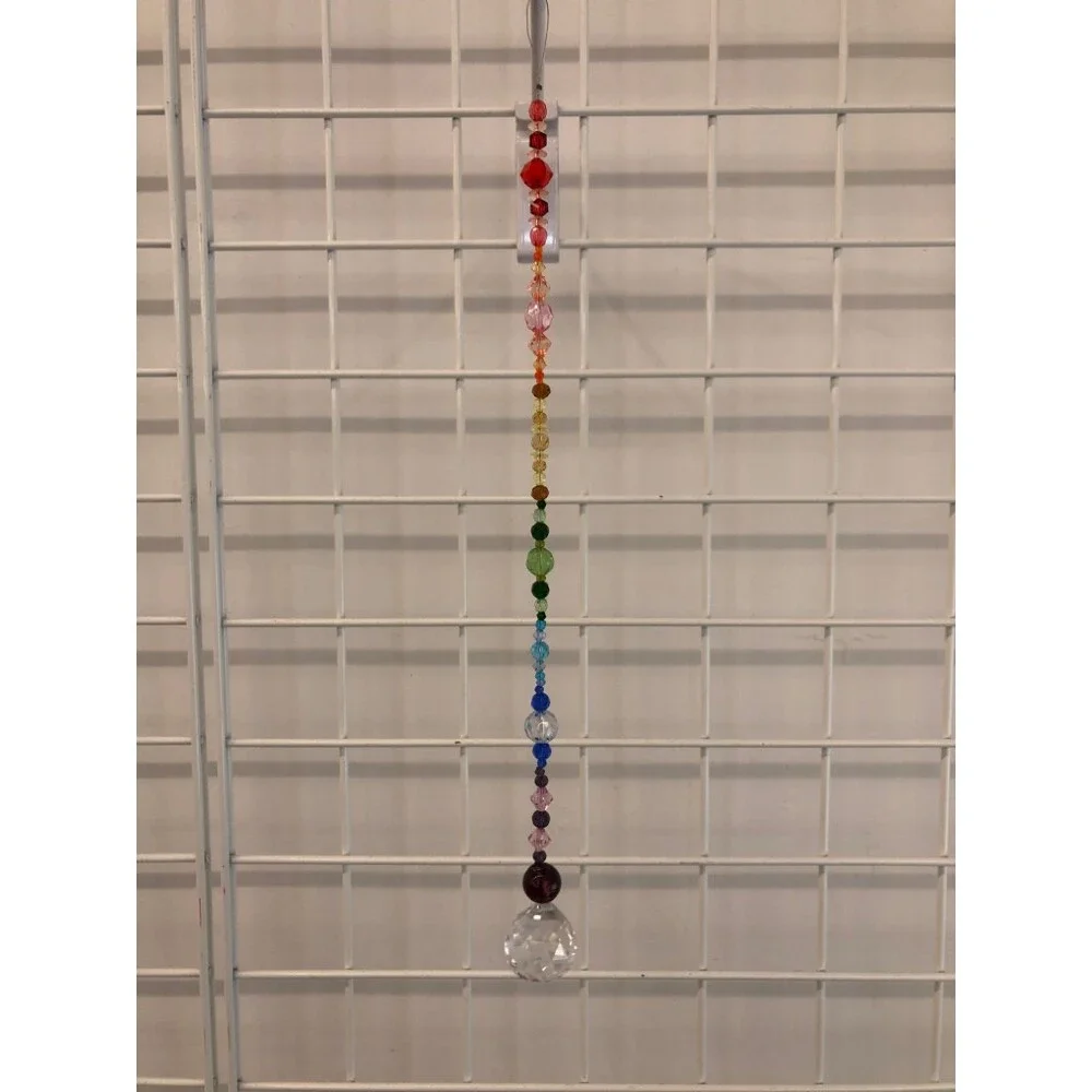 RAINBOW BEADED SUN CATCHER HANGING.